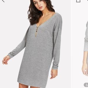 Drop Shoulder Marled Knit Tee Dress